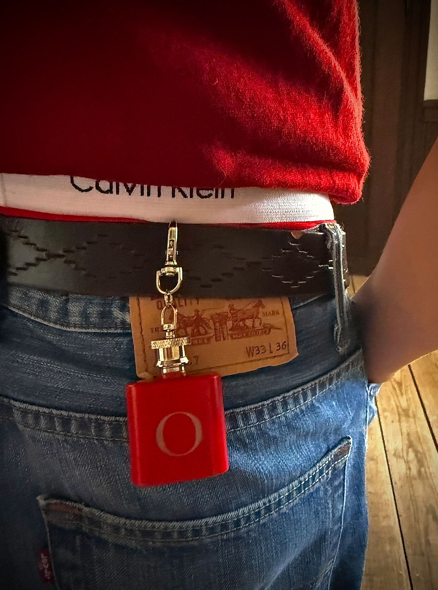 Schlüsselanhänger Mini Flachmann Rot